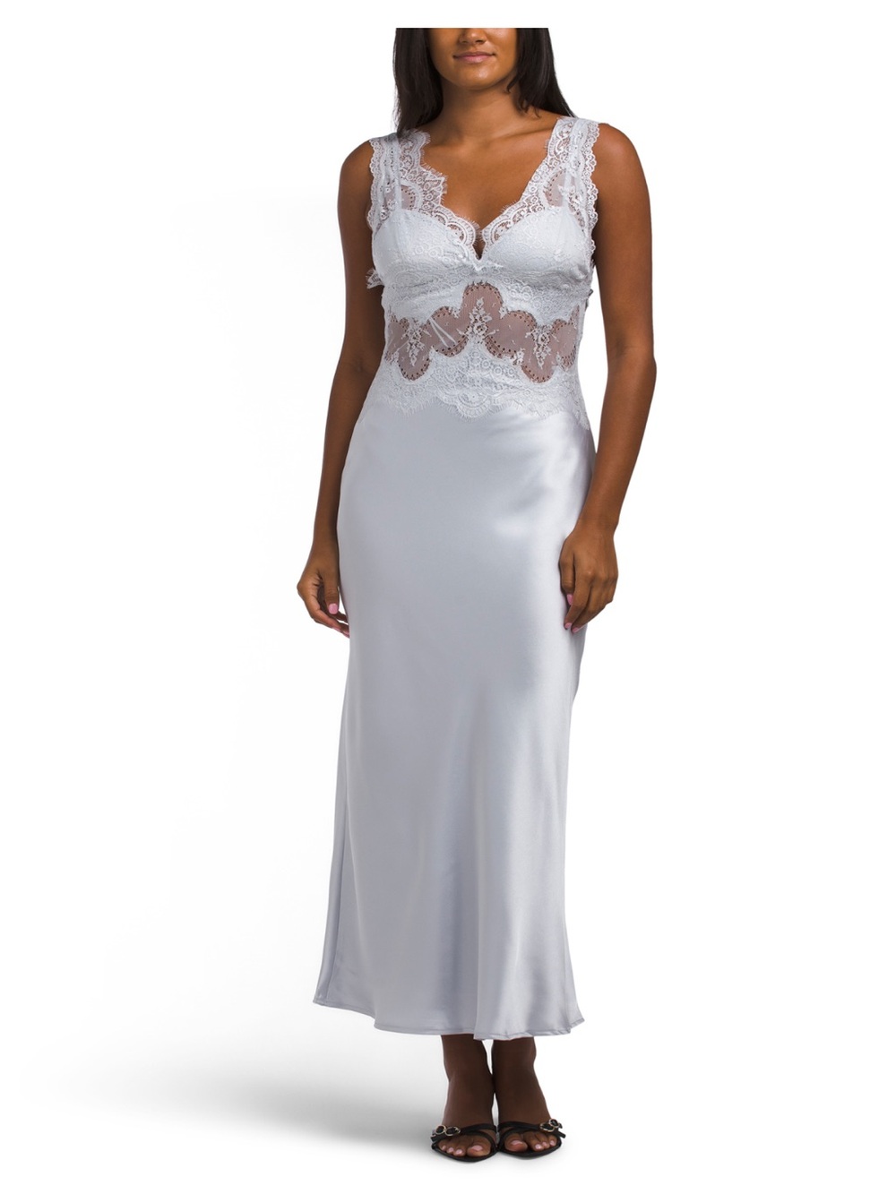 THIRTY THIRTY lace inset satin dress